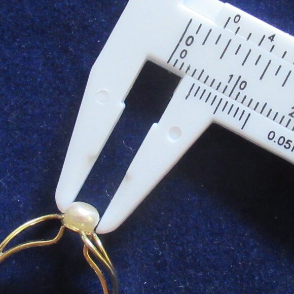 Pearl Ring, 585 (14K) Gold, Vintage, 5mm - Picture 5 of 8